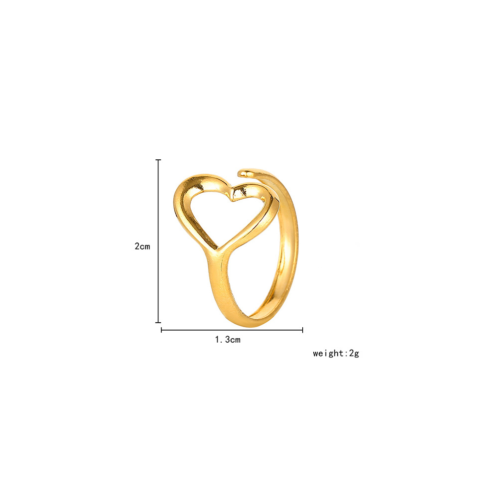 Simple Style Leaf Heart Shape Feather Stainless Steel Hollow Out Rings 1 Piece display picture 11