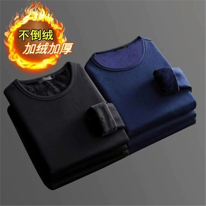 Футболка с длинными рукавами женская зимняя приливная бренд сплошной цвет с круглым вырезом нижняя рубашка с бархатным утолщением и теплой одеждой