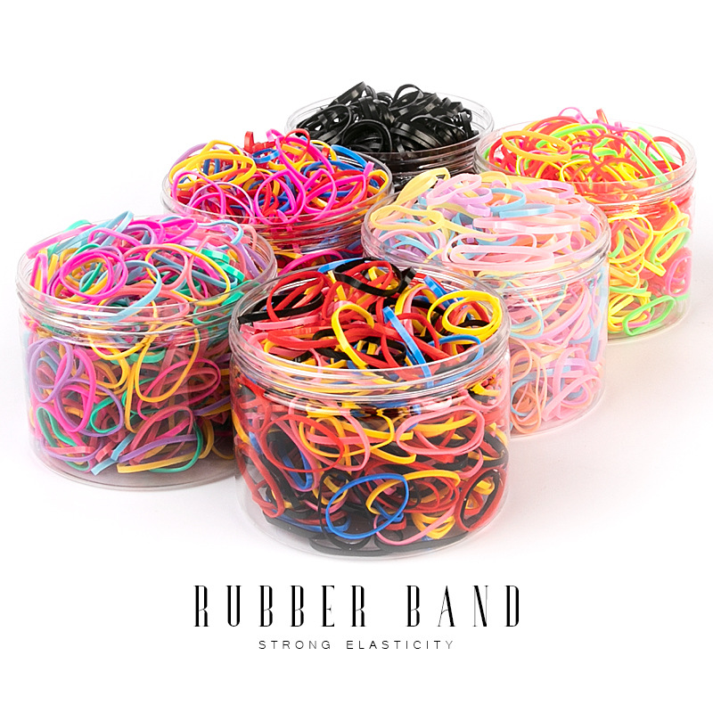 New boxed hair rope black large round bottle color high elastic hair ring strong pull child disposable small led