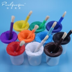 10色洗筆杯10支豬鬃毛繪畫畫筆刷兒童防漏塑料洗筆塗鴉繪畫工具