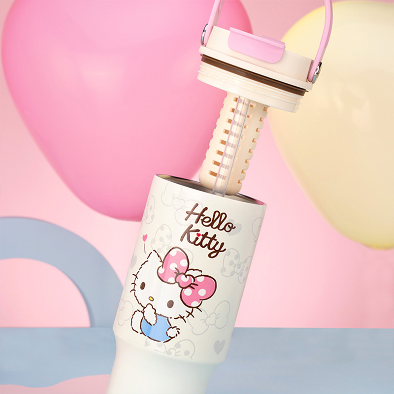 손잡이 빨대 텀블러 660ml 스테인리스 보온보냉 물병