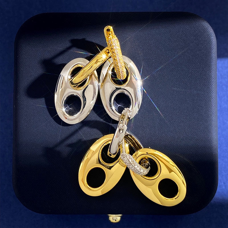 Orecchini a lobo naso di maiale metallizzati lucidi moda_voghion.com