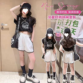 女童夏装短裤两件套2025新款中大童韩版休闲T恤运动裤韩版两件套