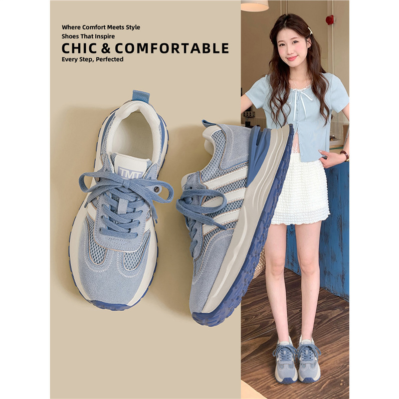 Height-Increasing Thick-Soled Sports Casual Shoes for Women 2025 Summer New Breathable Mesh Forrest Gump Shoes Moral Training Dad Shoes