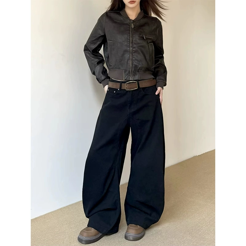 Свободные джинсы осень, ретро американский стиль, Oversize широкие штанины (женские)