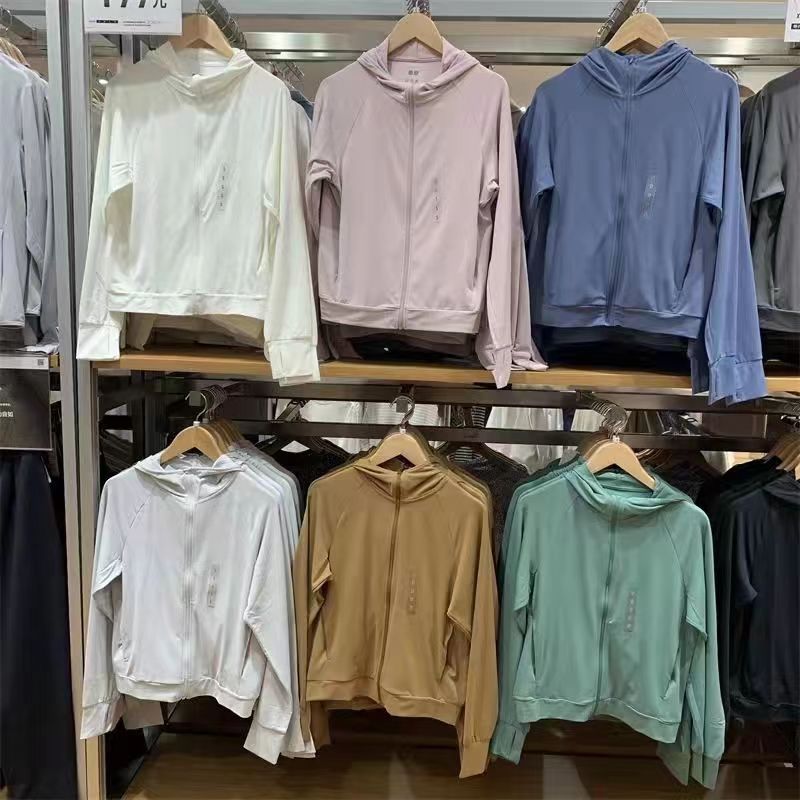Ropa de protección solar para mujeres pareja de hielo ropa de protección solar anti-UV delgada con capuchón de punto chaqueta transpirable