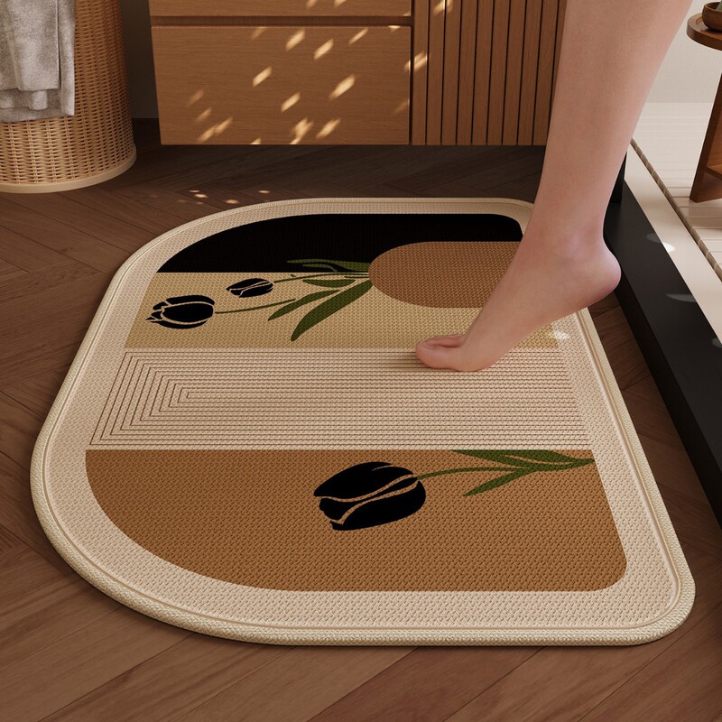 Cartoon Bathroom Floor Mat, Bathroom Door Absorbent Quick-Drying Foot Mat, Bathroom Special Linen Stain-Resistant Anti-Slip Mat