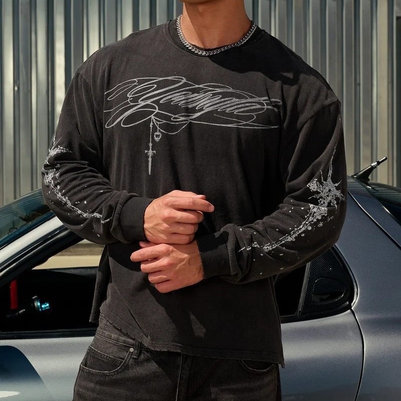 YOUNGLA American-style new autumn/spring long-sleeved athletic fitness top for men, suitable for running, training, and casual wear; also a base layer T-shirt