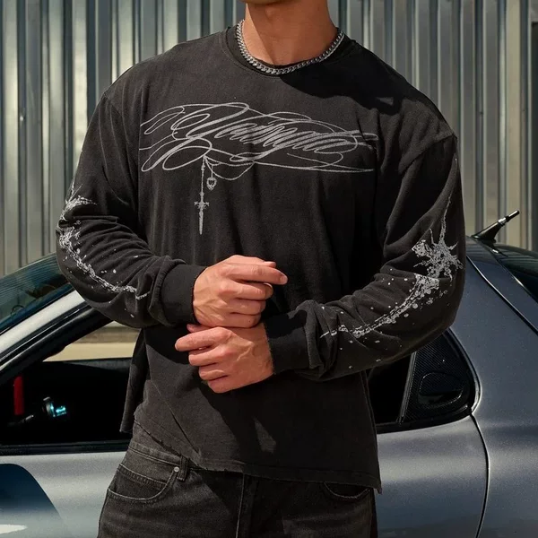 YOUNGLA American-style new autumn/spring long-sleeved athletic fitness top for men, suitable for running, training, and casual wear; also a base layer T-shirt