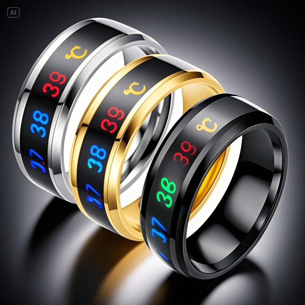 Titanium steel ring men's cross-border wind niche Europe and the United States temperature ring intelligent temperature change does not fade stainless steel ring