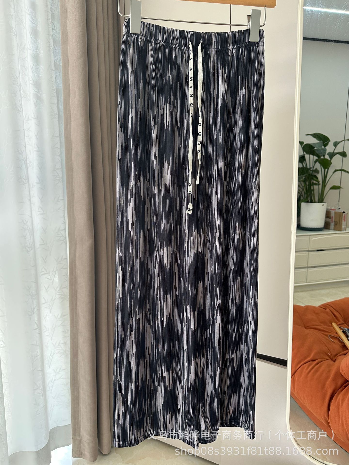 2025 nuevas mujeres de primavera y verano, pantalones anchos teñidos de seda de hielo, cintura alta, pantalones rectos sueltos, caída, todo fósforo, delgado