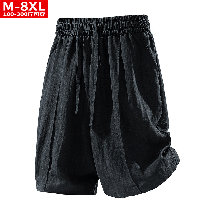 Summer Trendy Men's Solid Color Versatile Linen Knee-Length Shorts Plus Size Loose Fit Sports Casual Shorts Summer Trendy Men's Solid Color Versatile Linen Knee-Length Shorts Plus Size Loose Fit Sports Casual Shorts