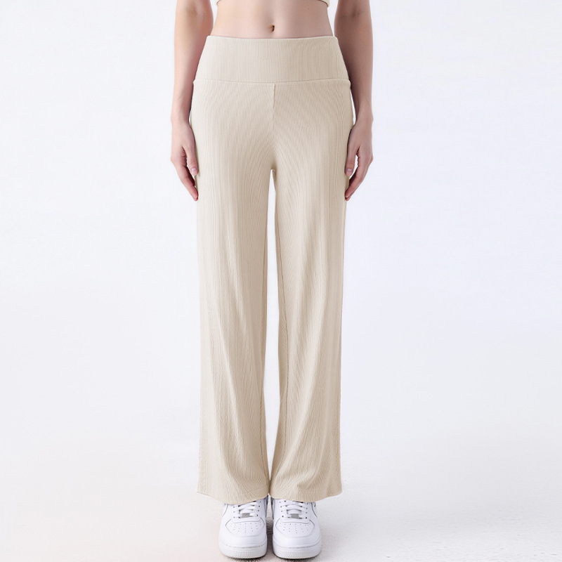 Nuevos pantalones casuales rectos delgados de cintura alta y pantalones de piernas anchas, cintura elástica, bolsillo en forma de cintura image 11