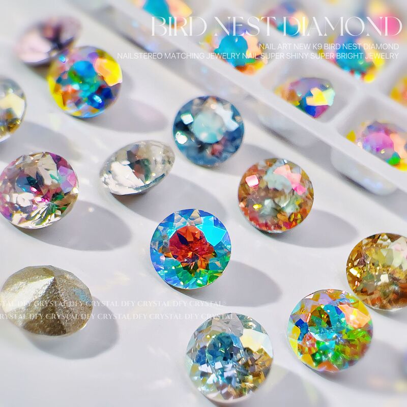 Manicure drill new 6mm round Bird's Nest cut drill point crystal glass multi-cut round point K9 drill nail decoration wholesale Manicure drill new 6mm round Bird's Nest cut drill point crystal glass multi-cut round point K9 drill nail decoration wholesale