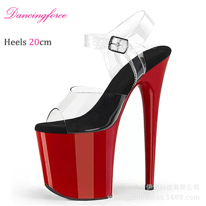Zapatos de Tacón para Baile de Tubo 20cm de TPU y PU Transparentes para Espectáculos