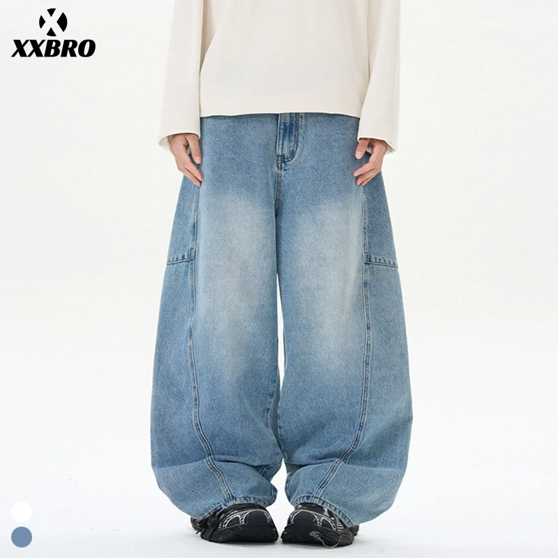 Xxbro мужская одежда # весна новый ретро высокая улица широкие ножки сшитые джинсы ятаган мужские ножки красивые длинные брюки
