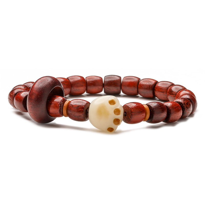 Pulsera de cuentas de piedra de ágata natural, polleras de cuentas de estilo chino para mujeres, personalidad de gatos, joyas de estilo nacional retro