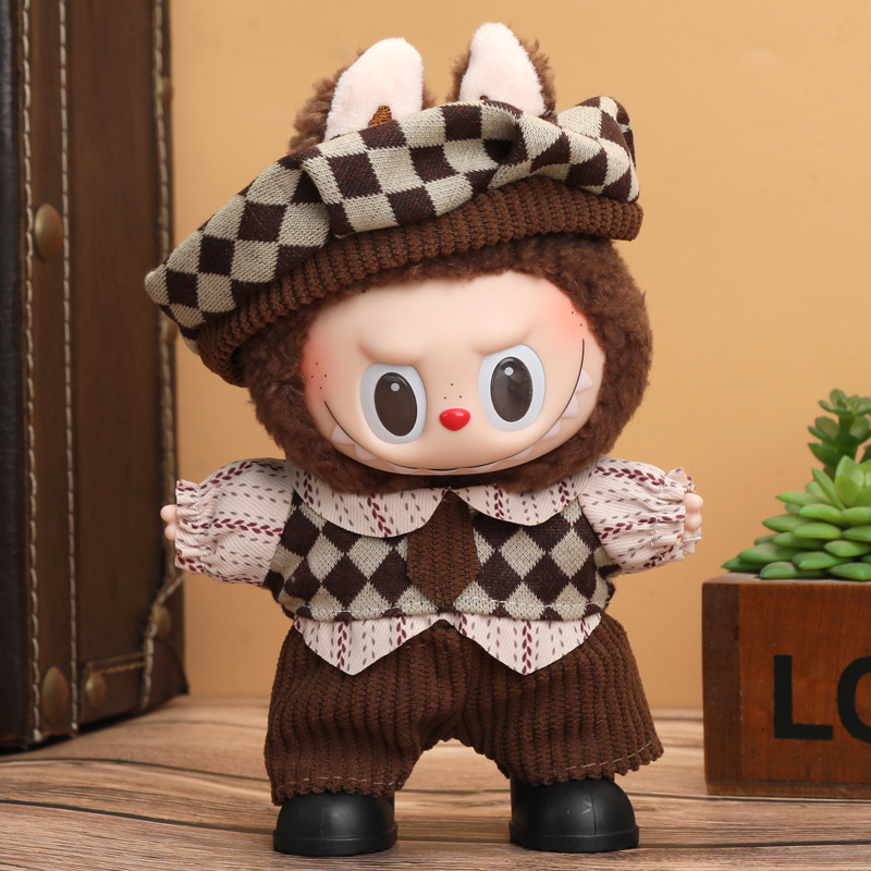 卸売り17センチの布の子供服labubu一二代はパーティーのセットに座って服を着替えます。|undefined