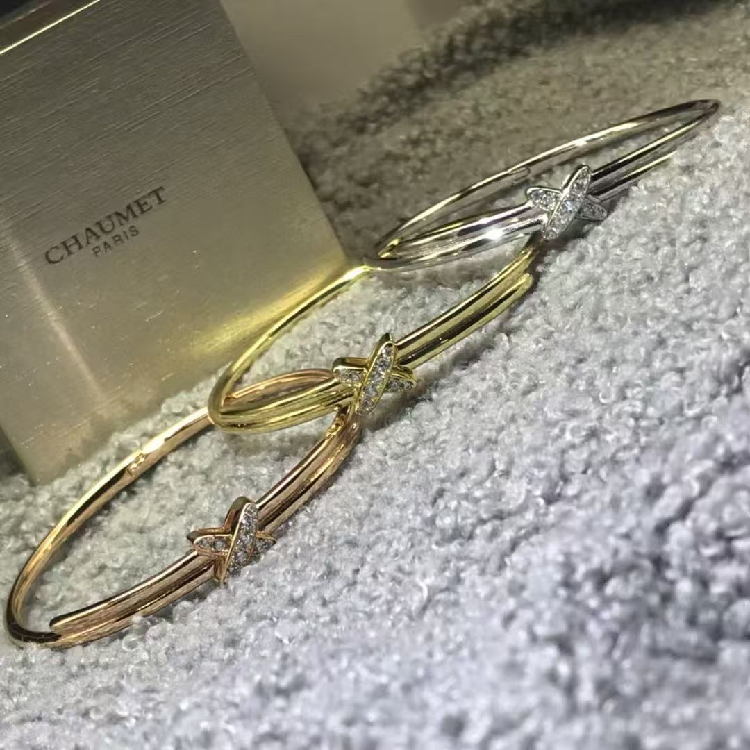 상자 V금 도금 18K 골드 풀스톤 X자 크로스 팔찌 여성 패션 액세서리
