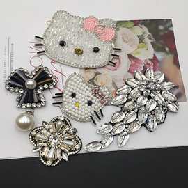 厂家现货手工钉珠布贴饰品辅料 水晶猫咪树叶钉珠服装鞋帽diy装饰