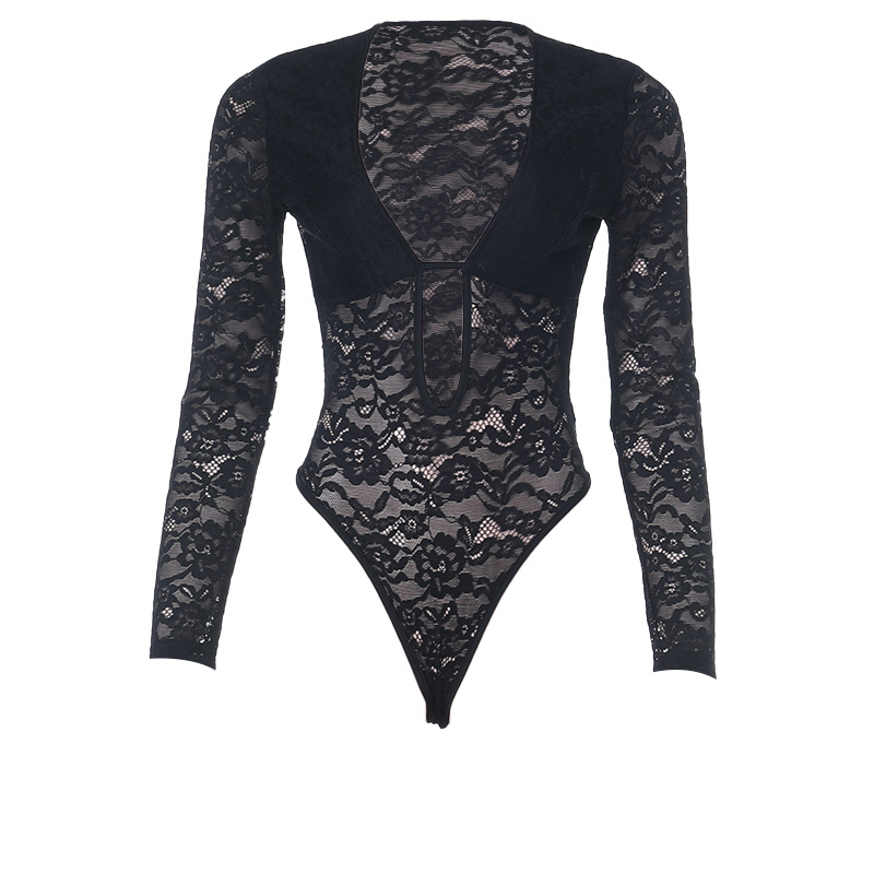 ZX25259DGO otoño hueco nuevo estilo de camisa europea y americana temperamento delgado de manga larga encaje sexy image 5