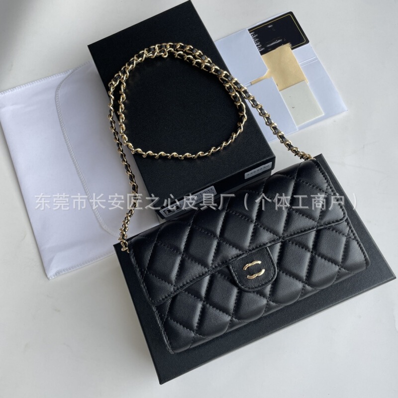 Genuine Leather Wallet Card Holder, Large Capacity, Cf Sheepskin, Quilted Cowhide, Caviar Leather, Women's Chanel-Style Genuine Leather Card Holder Genuine Leather Wallet Card Holder, Large Capacity, Cf Sheepskin, Quilted Cowhide, Caviar Leather, Women's Chanel-Style Genuine Leather Card Holder