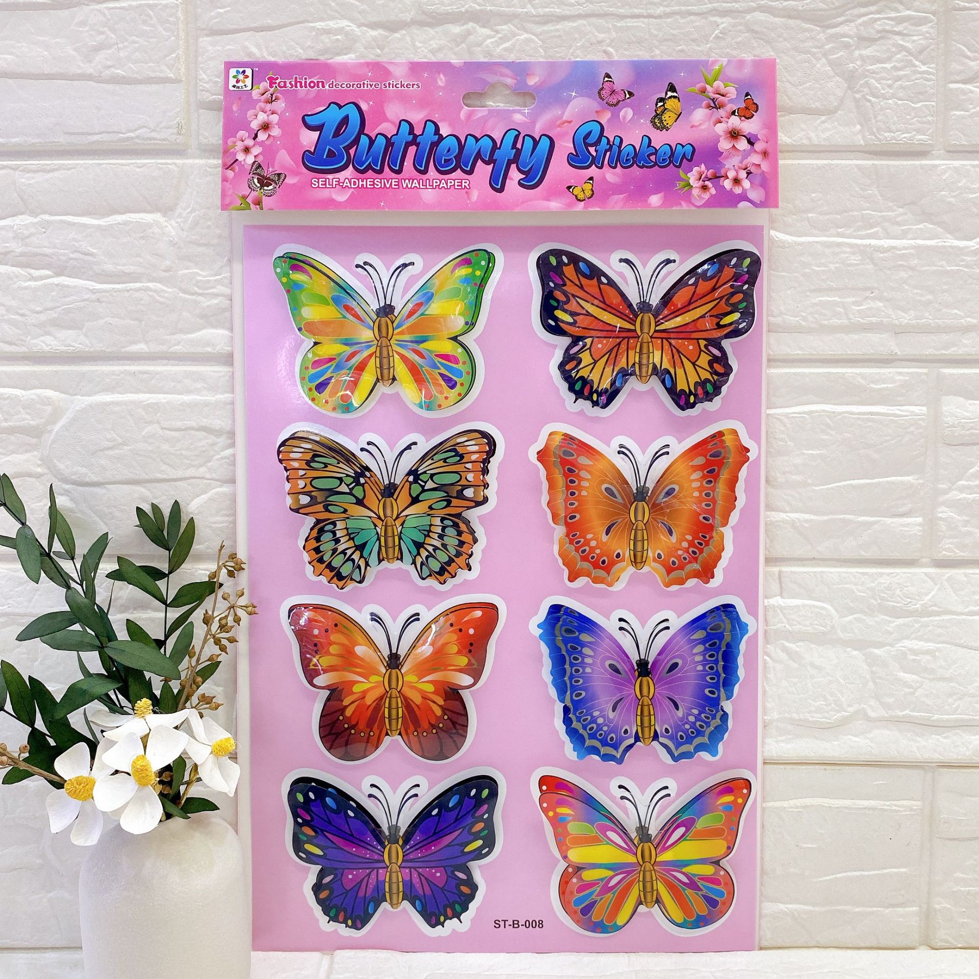 8 PVC mariposa serie capa por capa tridimensional pegatinas decorativas de pared mariposa sala de estar decoraciones de la pared dormitorio pegatinas