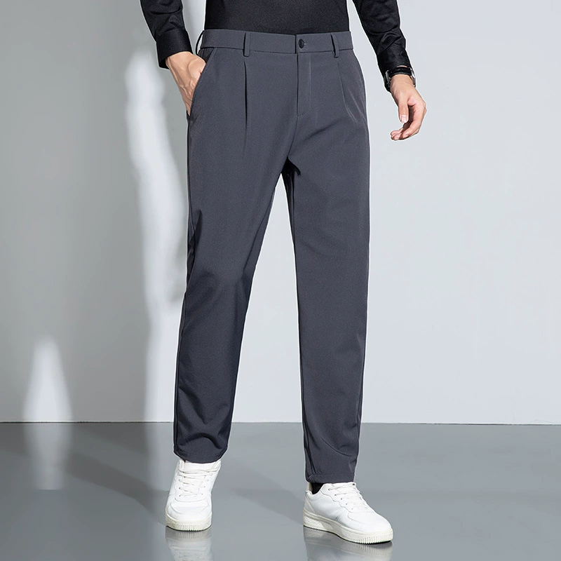 Осенние и зимние 2024 толстые мужские повседневные брюки с узкими укорочками свободные брюки с эластиной студенческие брюки
