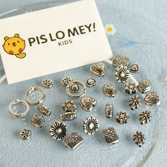 10個復古描黑仿古銀愛心花朵小隔珠DIY手工飾品耳環項鍊配件材料