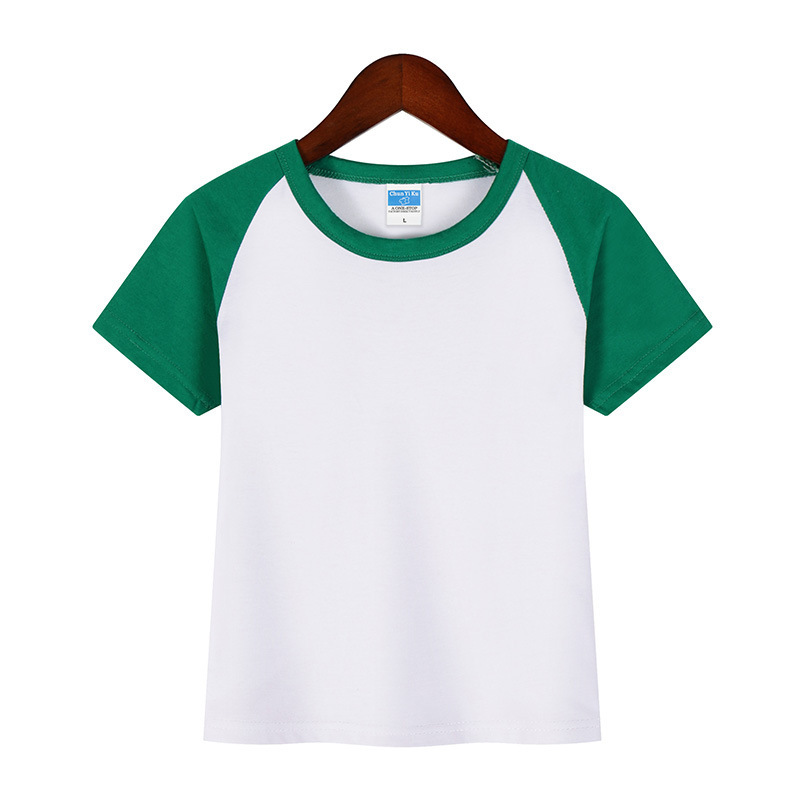 Padres-hijos ropa deportiva de color colchón hombro camiseta publicitaria de cuello redondo de manga corta personalizada uniformes de graduación de niños camiseta de algodón personalizada