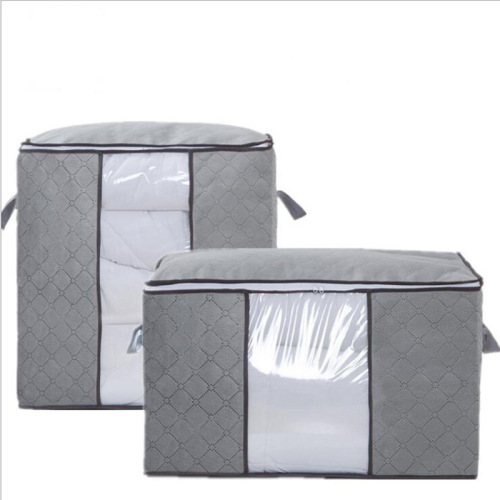 Large capacity vertical and horizontal non-woven zipper quilt bag visible household clothing pillow quilt storage bag
