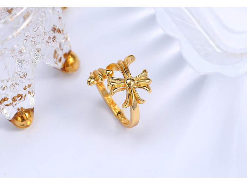 Hip-Hop Letter Copper Gold Plated Open Ring 1 Piece