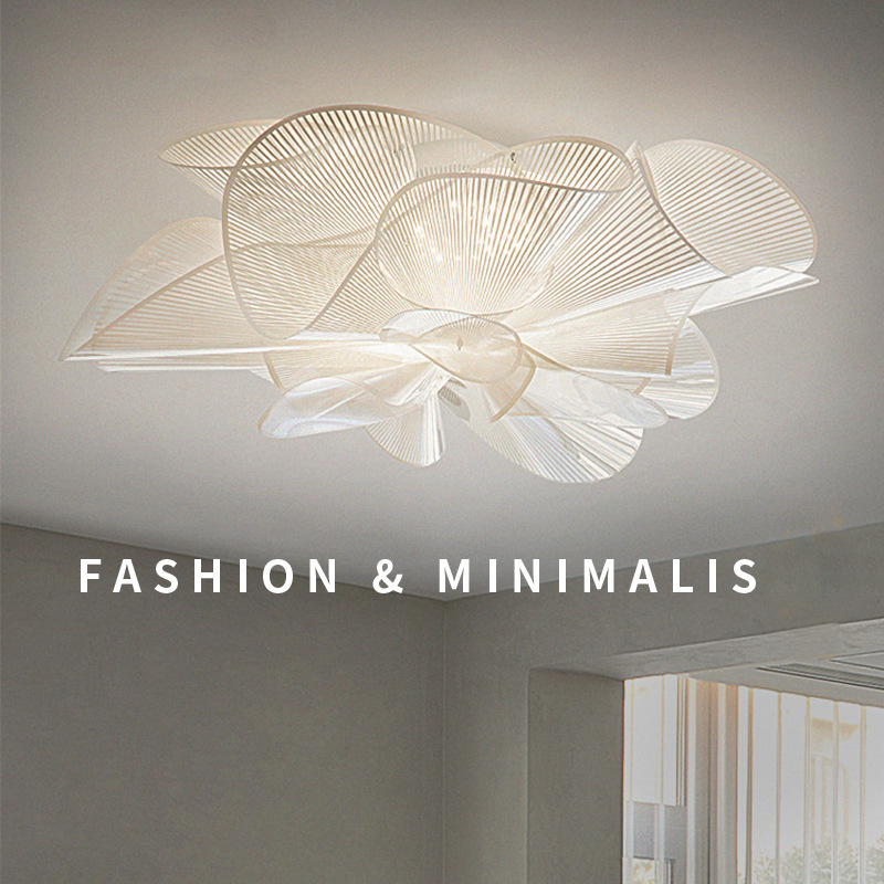 Italian Designer Living Room Ceiling Lamp, High-End and Warm Master Bedroom Lamp, Creative Art Petal Dining Room Lamp