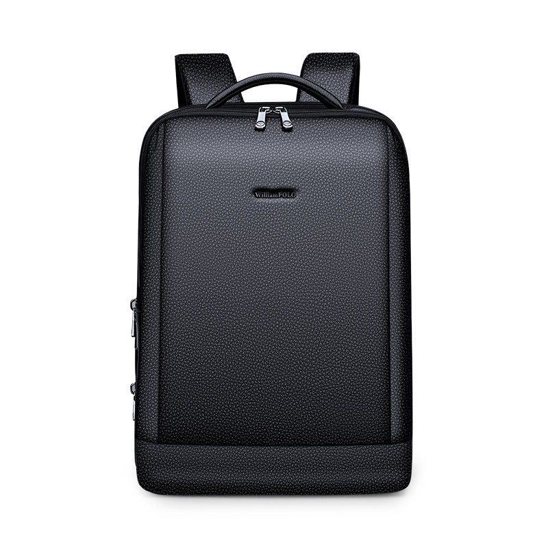Ba lô da bò Emperor Paul dành cho nam, chứa laptop 15.6 inch, phong cách công sở thường ngày — Màu đen