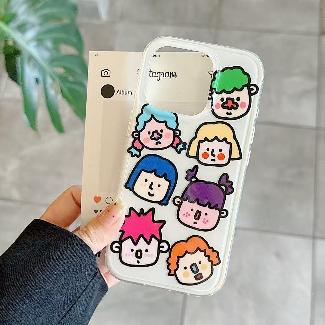 Cartoon personalizado para niños y niñas Apple 16ProMax/15 funda para teléfono iPhone 14 borde de color 15P
