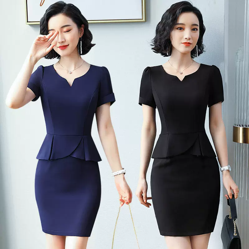 美容院美容师足浴工作服职业装连衣裙女2022夏季气质珠宝酒店工装