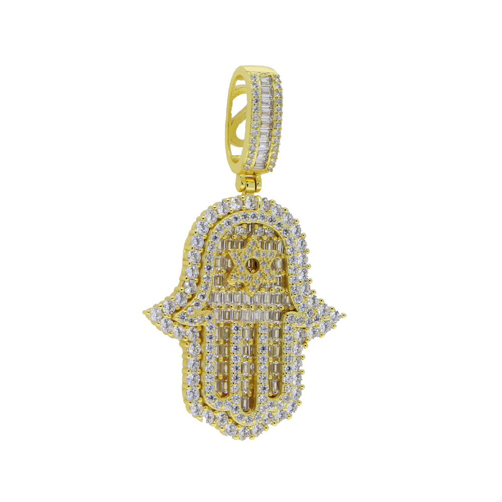 Party, Street Occasion Hip-hop Palm Star Copper Inlay Zircon Men's Pendant Necklace