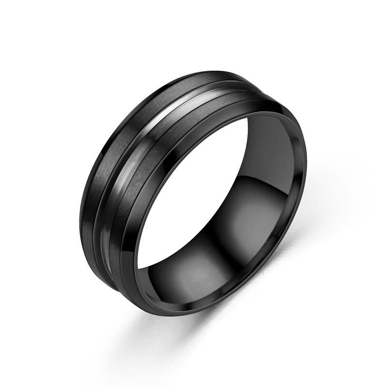 New Simple Titanium Steel Beveled Edge Slotted Color Ring Wholesale Nihaojewelry display picture 2