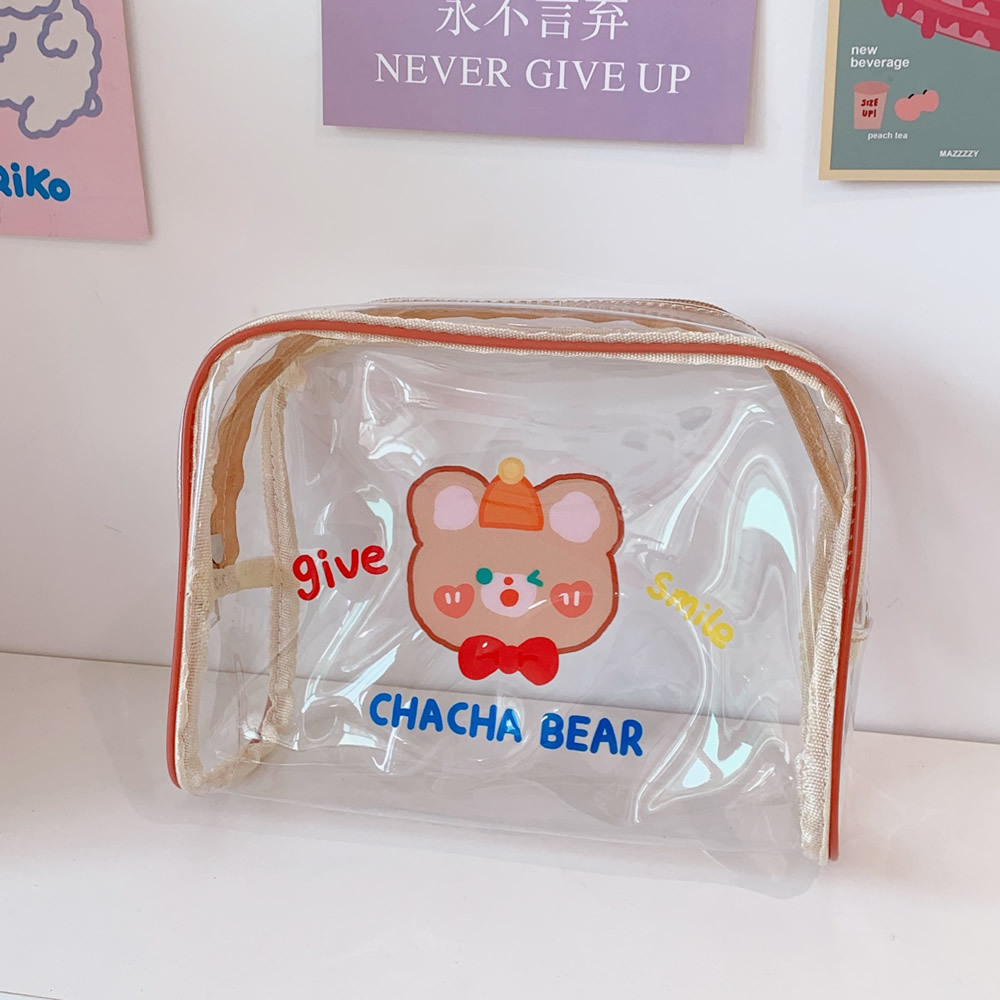 cute travel cosmetic bag simple largecapacity bear transparent wash bag storage bagpicture5