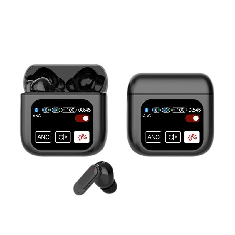 Pantalla LCD explosiva transfronteriza de Huaqiangbei Auriculares Bluetooth con reducción de ruido ANC Pantalla táctil a todo color Auriculares Bluetooth de negocios en la oreja
