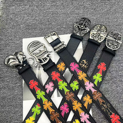 カラークロス革の花CHクロの針はベルトの男性のローラーの透かし彫りのつるのベルトを掛けて女性のスターの金を打ちます。
