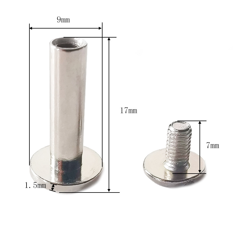 Clavo del libro de cuentas, cerradura de par de niño y madre dorado, tornillo de una palabra, álbum de fotos, calendario de escritorio, receta, par de remaches de niño y madre, tachuelas de cuero