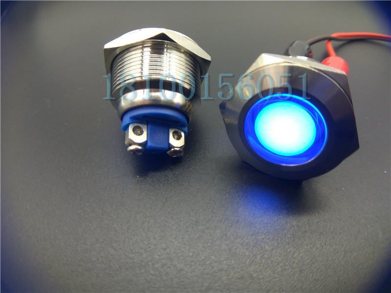 22mm金屬防水防油防鏽抗氧化LED信號指示燈 螺絲腳接線柱黃銅鍍鎳