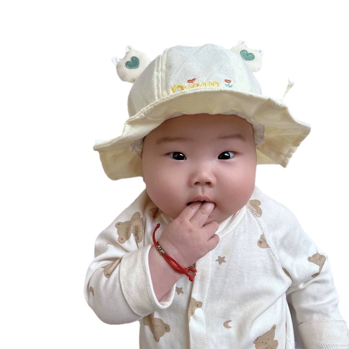 Sombrero de bebé primavera y verano delgado sombrero de pescador sombrero de bebé sombrero de sol pequeño mes de verano sombrero de cuenca de malla sombrero