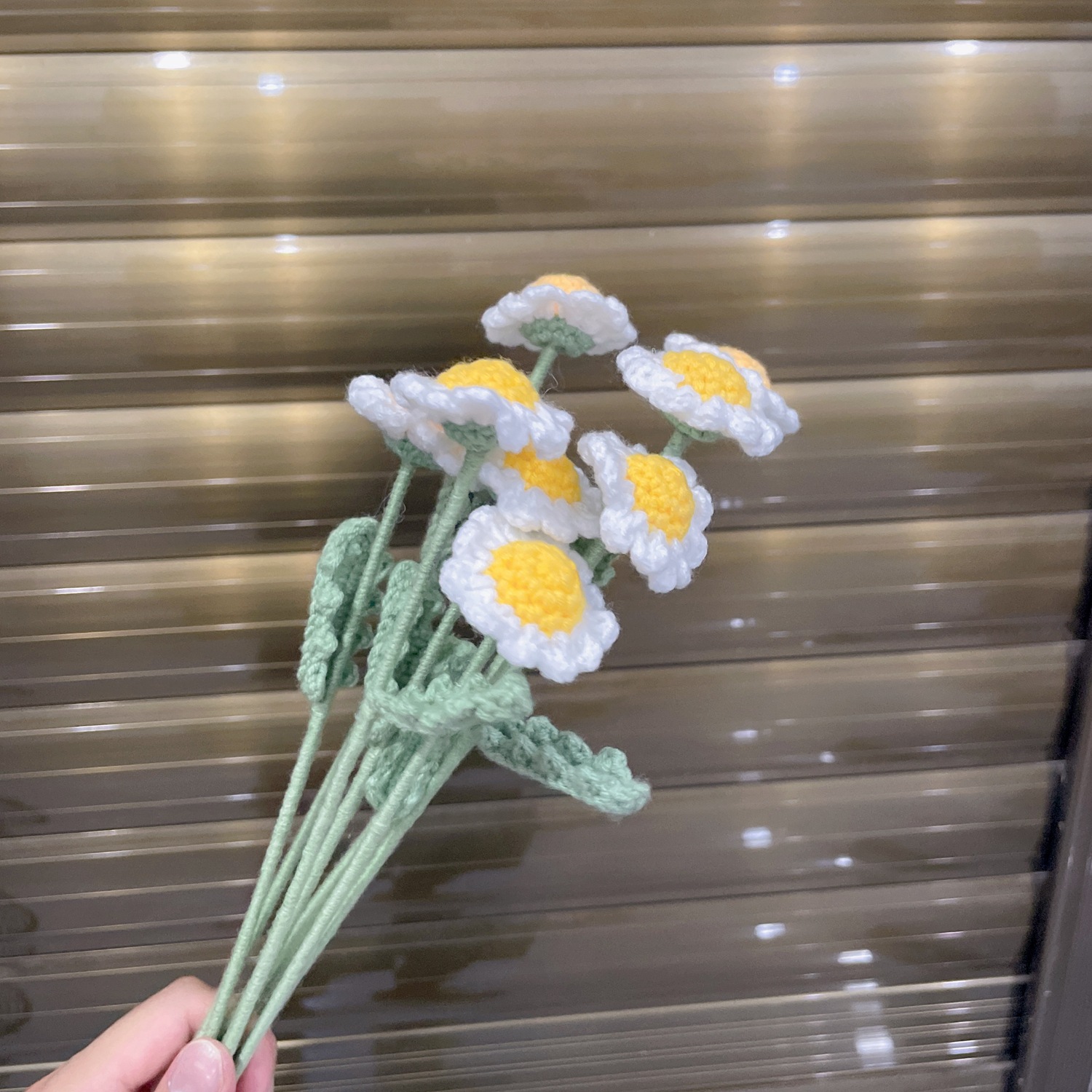 Lily tejido a mano acabado rosa Lily Tulip flor artificial lana ramo regalo