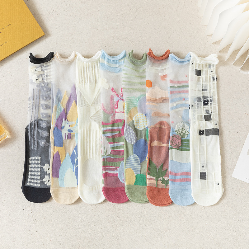 2022 New Style Silk Socks Women's Spring and Summer Thin Medium Socks Women's Socks ins Trendy Cyber Celebrity Glass Silk Stockings Transparent 2022 New Style Silk Socks Women's Spring and Summer Thin Medium Socks Women's Socks ins Trendy Cyber Celebrity Glass Silk Stockings Transparent