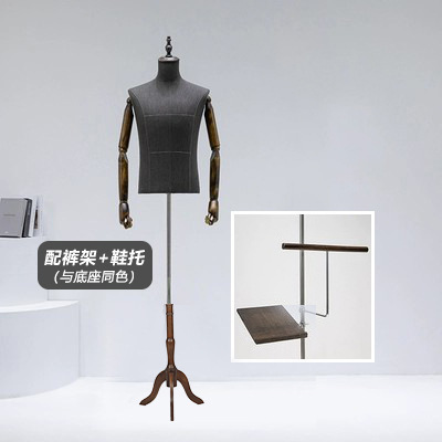 Tienda de ropa modelo de hombre traje pantalla falso molde de gama alta arena lavado gris modelo plataforma modelo medio cuerpo modelo de gama alta especial masculino