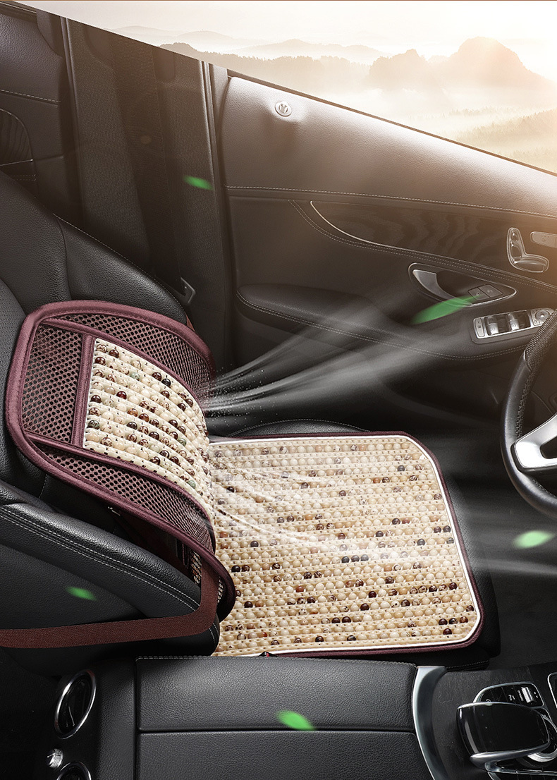Bodhi Seed Car Seat Cushion Summer Cooling Pad Single Piece Breathable Wooden Bead Seat Cushion for Van, Suitable for All Seasons