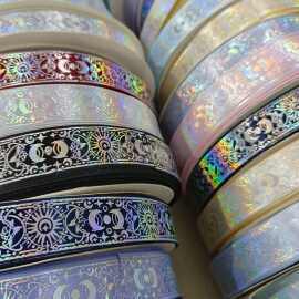 日月元素 素面银工艺2.5cm宽手工diy吧唧托痛板丝带手作材料