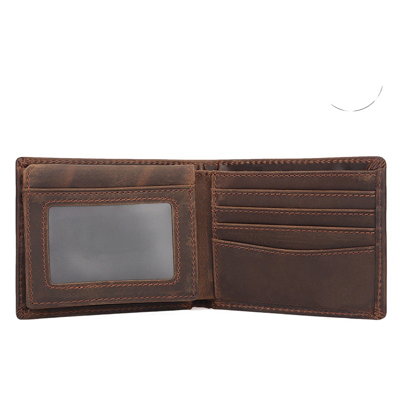 Top Leather Wallet Crazy Horse Leather RFID Anti-scanning Horizontal Multi-card Wallet Cross-border Explosive Wallet